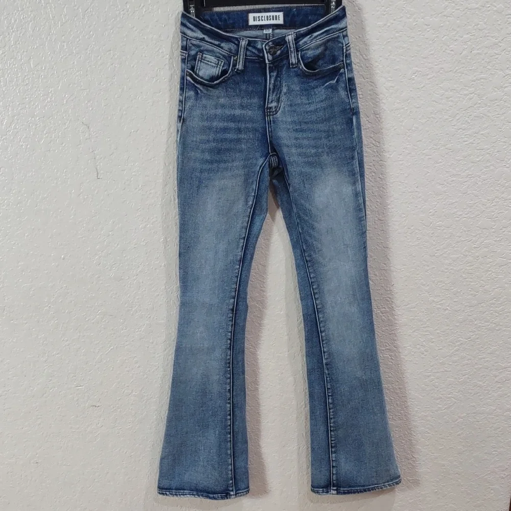 DISCLOSURE Blue Flare Wide Leg Jeans - Picture 1 of 16